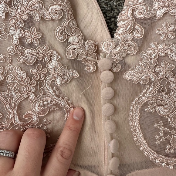 Lulus Romantic Ways Blush Pink Lace Button Up Back Dress - Picture 10 of 11